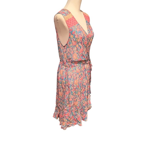 Anthropologie Floral Print Sleeveless Mini Dress Ruffle Trim V Neck Casual SZ M - Picture 4 of 9